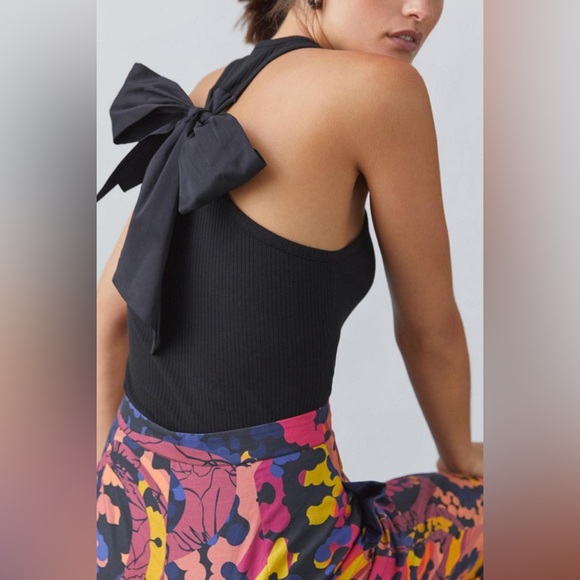 Anthropologie Tops - Anthropologie Black Tank Top with Bow NWOT